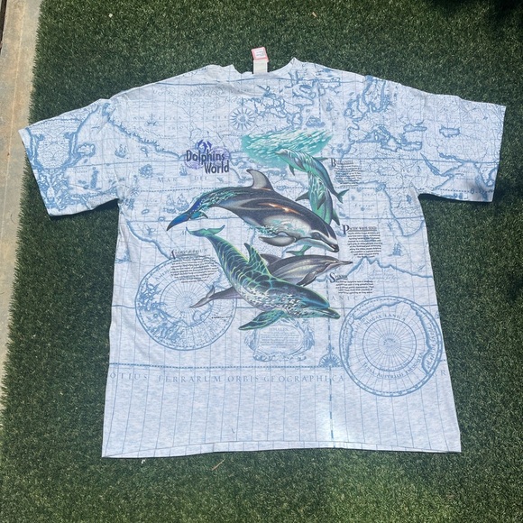 VTG 90s AOP Dolphin World Nature Tee - Picture 1 of 7